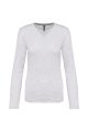 Dames T-shirts lange mouw V Hals Kariban K382 ASH HEATHER